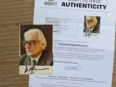 KONRAD ZUSE orig. Autogramm + Beckett COA - Computer Z3 - Foto BAS signiert - Bild 1 von 3