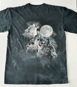 The Mountain Shirt Uomo XLarge Nero Verde Tre Lupi Luna Grafica Pace Tee - Foto 1 di 9