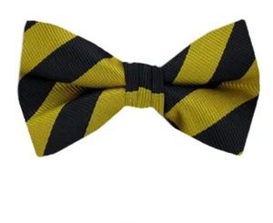 Boy's Black & Gold Striped Pre-Tied Woven Bowtie Weddings Formals - NWT - Picture 1 of 1