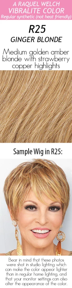 Raquel Welch Winner Pixie Boy Cut Short Wig by Hairuwear Petite Cap R25 Ginge