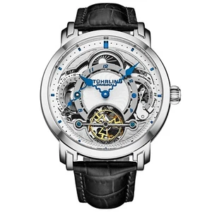 Reloj automático Stuhrling 1017 01 cronometrador celestial doble tiempo negro para hombre - Imagen 1 de 6