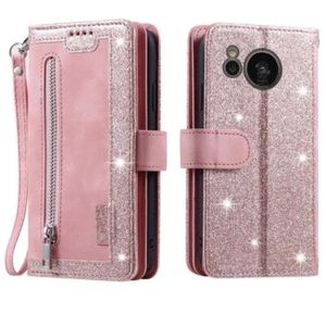 For Sharp Aquos Sense7 Wallet Case,Leather Zipper Magnetic Flip Card Phone Case - Picture 1 of 26