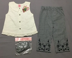 Copper Key Girls Sz 4 3 Pc Set-Eyelet Top Gingham Pants & Matching Headband NWT - Picture 1 of 10