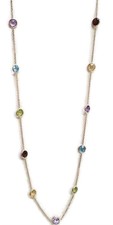 Multi-Color 5 mm Gemstones 16 Inches Necklace 14k Rose Gold