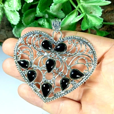 Colgante de plata de ónix negro colgante de plata de ley 925 hecho a mano colgante de piedras preciosas Foto 1 de 2