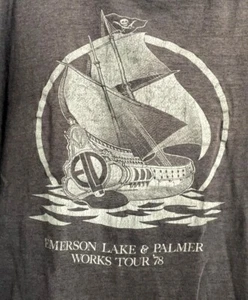 RARE Vintage 70s ELP EMERSON LAKE PALMER PIRATE SHIP 1978 TOUR S Small T-Shirt - Picture 1 of 8