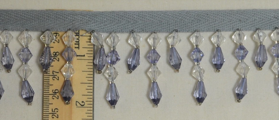 Borde - Banda tejida de 1/2" con flecos de diamante de cuentas de cristal de 1 3/4" - 2 combinaciones de colores - por comprar Foto 1 de 1
