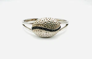 Silver/Black Cuff Sterling Silver Jewelry Bracelet - Picture 1 of 6