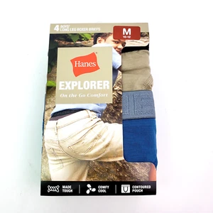 Hanes Explorer Boys Sz M 10-12 Multi Color Made Tough Boxer Brief Underwear 4 Pk - Picture 1 of 5