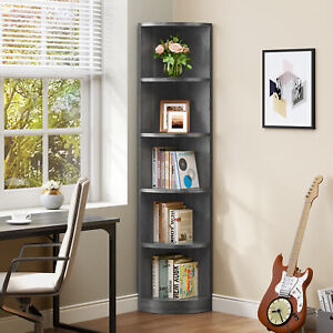 5 Tier Corner Shelf Industrial Corner Bookshelf Bookcase with Open Storage Shelf