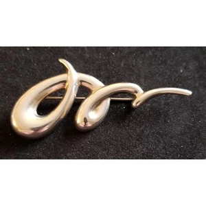 Vintage CNA Thai Sterling 925 Puffy Modernist 3D Scribble Swirl 3" XL Brooch - Picture 1 of 7