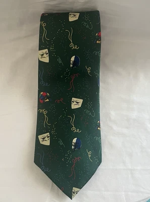 Corbata de Seda Fabris Venezia Mardi Gras Carnaval Máscaras Tema Italia Corbata Usada en Excelente Condición Foto 1 de 3