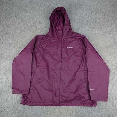 Chaqueta Columbia para mujer 3X púrpura Omni Tech con capucha lluvia carcasa ligera Foto 1 de 4