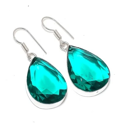 Brincos pendurados em forma de pera de quartzo apatita gota de pedra preciosa 1,9" MXE 5298 - Imagem 1 de 4