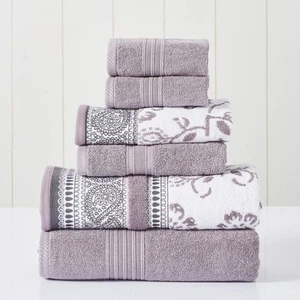 6 Piece Set, 2 Bath Towels, 2 Hand Towels, 2 Washcloths Yarn Dyed Jacquard/So... - Picture 1 of 4