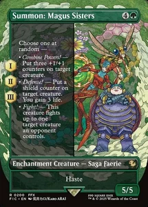 Summon: Magus Sisters - Borderless Magic mtg Light Play, English Commander Final - Picture 1 of 1