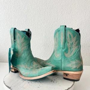 Lane LEXINGTON Womens Cowboy Bootie 9.5 Turquoise Western Cowgirl Ankle Boots - Picture 1 of 13