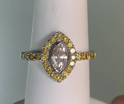 NEW 18KT WHITE GOLD 1.15CTW NATURAL VS COGNAC & FANCY YELLOW DIAMOND RING - Image 1 of 4