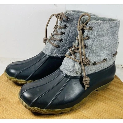 Steve Madden 女式鸭靴 7 码灰色和黑色雨冬春秋 — 第 1/4 张图片