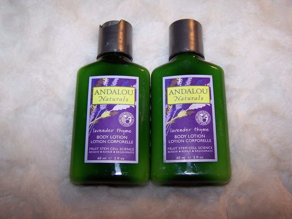 Lote 2 ANDALOU NATURALS Lavanda Tomillo Loción Corporal 2 OZ Ea Fruta Células Madre NUEVO Foto 1 de 1