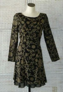 Designer Carole Little Vintage Cocktailkleid Metall gold/schwarz 2-lagig Passform + Schlag ~ 4 ~ S - Bild 1 von 12