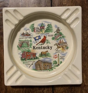 Vintage Porcelain Kentucky Souvenir Ashtray 5 1/2” Square - Picture 1 of 2