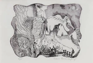 Irene HANENBERGH Untitled original signed print art - Picture 1 of 2