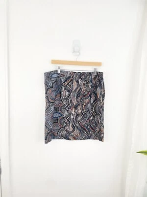 Saia feminina J.Jill L azul paisley boho ponte lápis trabalho carreira grande  - Imagem 1 de 4