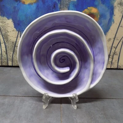Department 56 Decorative Purple Swirl divided Serving Plate Dips Sauces Olives - Image 1 of 4