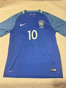 Nike Brazil Away Soccer Football Jersey 2016 Neymar Jr Size Medium - Picture 1 of 3