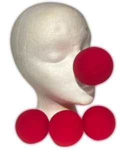 4 NARICES DE PAYASO ESPONJA ROJA JUMBO 2.5” Divertido Disfraz de Espuma Big Ball Rudolph Circus - Imagen 1 de 19