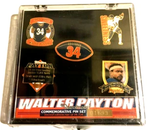 WALTER PAYTON COMMEMORATIVE~5 Pin Set in Case~#1693~Signature Sports~New/Sealed - Picture 1 of 12