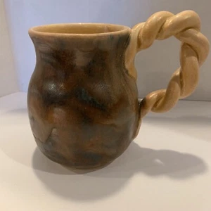 Handmade Stoneware Mug Cup with Twist Handle - Picture 1 of 6