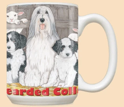 Керамическая кофейная кружка бородатый колли чайная чашка 15 унций - Изображение 1 из 2