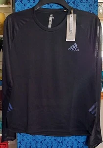 adidas Black Parley Adizero Long Sleeve Running T-Shirt (Multiple Sizes Avail.) - Picture 1 of 4