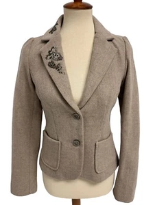 Old Navy Women's Petite Long Sleeve Light Brown Two Button Wool Blazer Size S - Picture 1 of 12