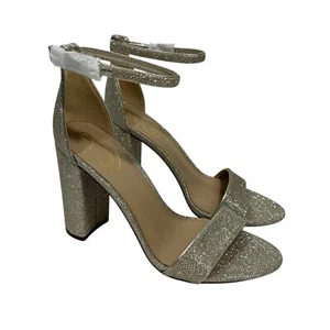 Sam Edelman Damengröße 9 breit hellgold Mesh Yaro Knöchelriemen Blockabsatz - Bild 1 von 9