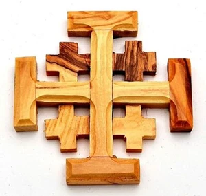Hand Made OLIVE WOOD Cross made in Jerusalem holy land (Size L/16 x W/16 cm) - Picture 1 of 1