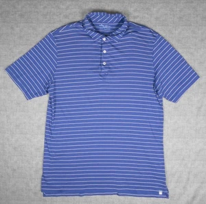 Peter Millar Seaside Men’s 100% Pima Cotton Blue Striped Polo Shirt Size Large - Picture 1 of 5