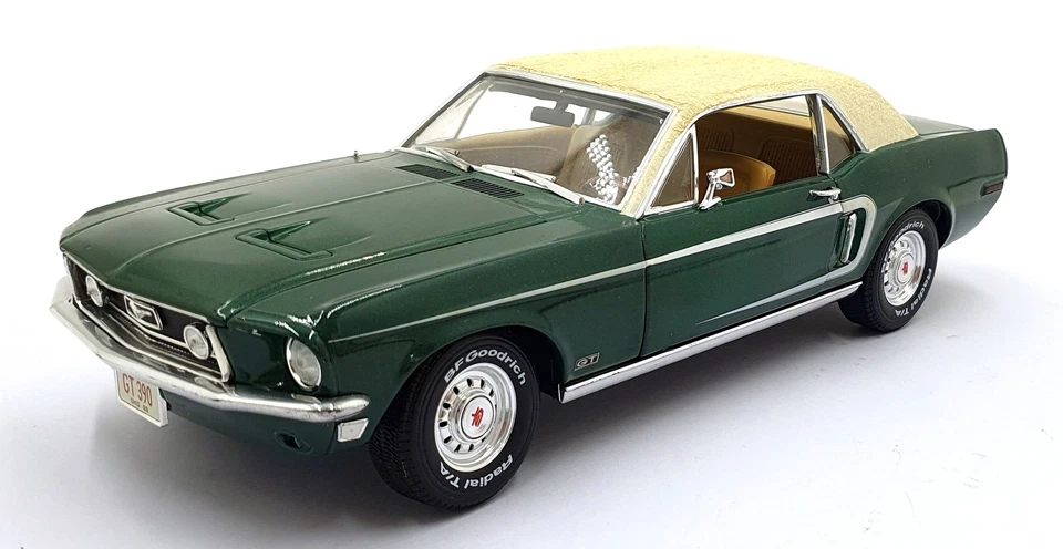 Greenlight 1/18 Scale 12801-06 - 1968 Ford Mustang GT - Green/Cream - Image 1 of 4