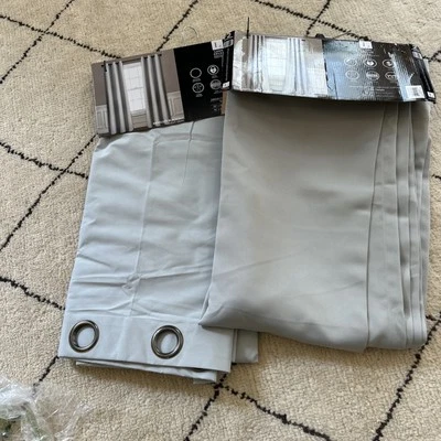 LUSH DECOR Curtains 4 Panels Absolute Blackout LIGHT GRAY 38"x95" NWT Grommet - Image 1 of 4