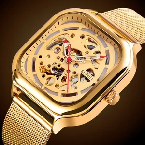 Reloj automático de acero inoxidable para hombre mecánico esfera ahuecada pulsera de malla - Imagen 1 de 17