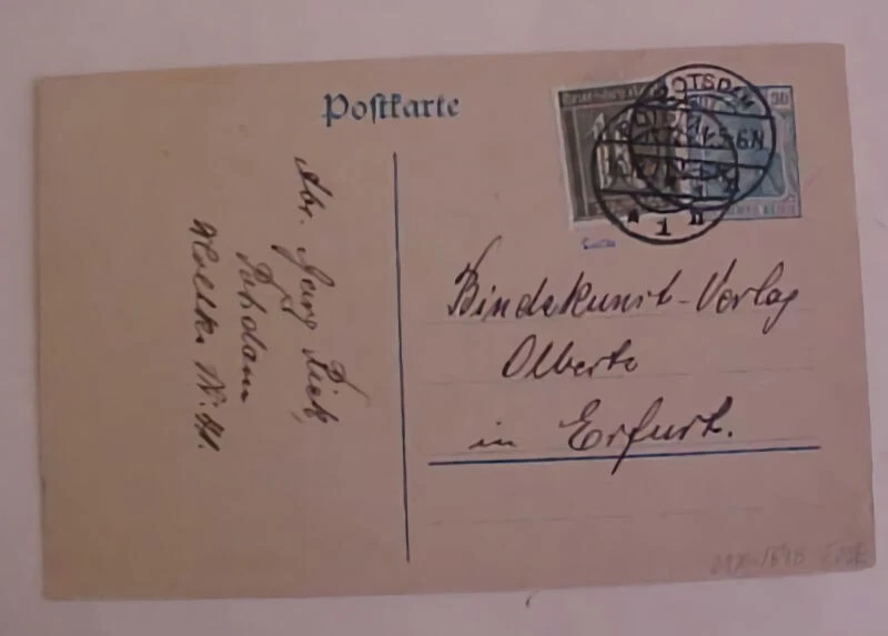GERMAN  #159B cat.$500E($600.00) 2 GUARANTEE HANDSTAMPS POTSDAM DEC 1921 POSTAL - Image 1 of 1