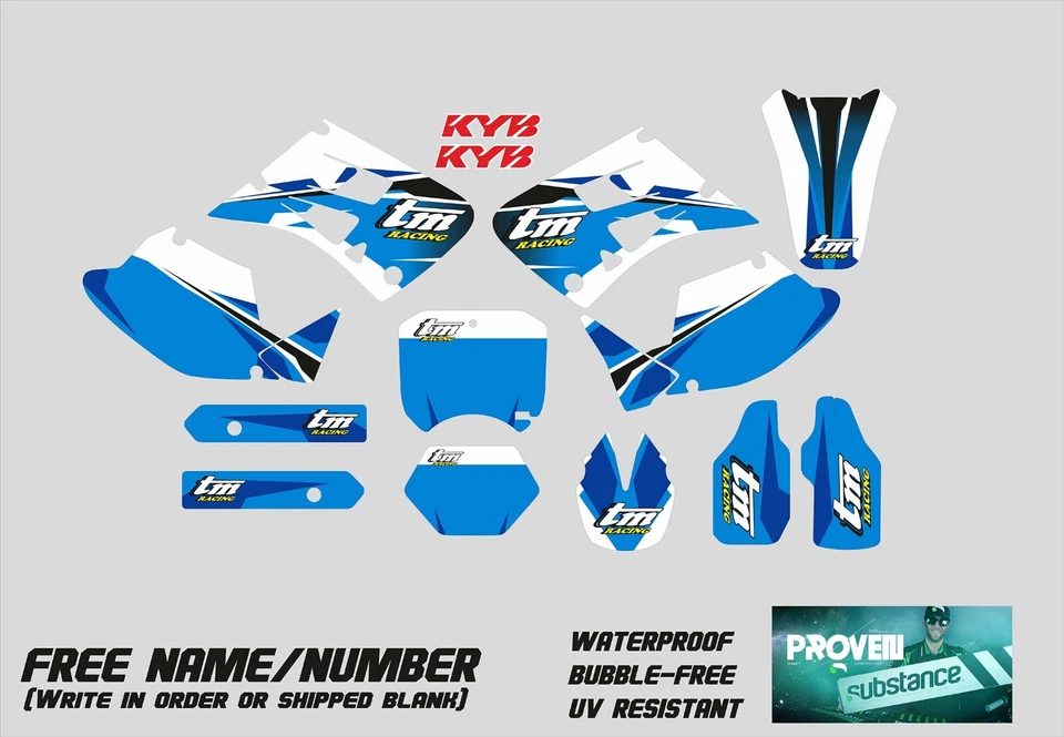 GRAPHICS KIT TM RACING 2000 2001 2002 2003 EN MX 85 125 144 250 300 400 2T + 4T - Image 1 of 1
