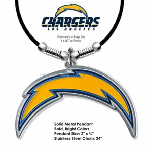 LARGE LOS ANGELES CHARGERS ADJUSTABLE NECKLACE FOOTBALL NFL SPORTS - FREE SHIP - Picture 1 of 12