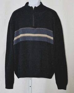 Alan Flusser Blue White Tan Stripe Half Zip Pullover Sweater Mens XL 50" Chest - Picture 1 of 4
