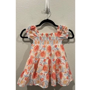 Joie Bohemian Orange Pfirsich Blumen A-Linie Kleinkind Mädchen Kleid Größe 2T - Bild 1 von 3