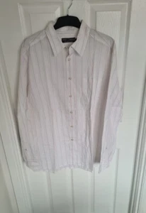 BNWOT Men's White Lilac Mix Striped Marks And Spencer Shirt Size Large - Picture 1 of 4