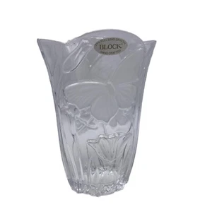 BLOCK handgefertigte Kristall Schmetterling Vase Wiesenmuster hergestellt in Polen 7 Zoll  - Bild 1 von 7