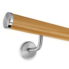 Handrail set beech Ø 45 mm with stainless steel caps and holders, 50 - 400 cm